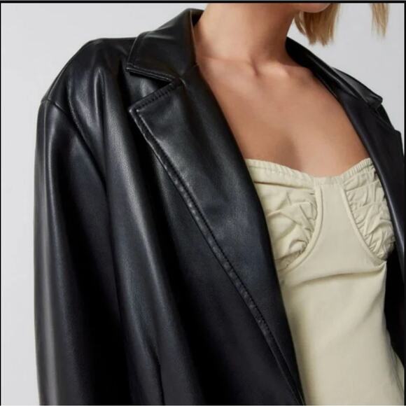 Urban Outfitters Jules Faux Leather Blazer – Black – Size XL - Picture 2 of 7